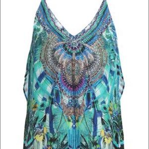 Camilla -Amazon Azure silk halter top sz. Large